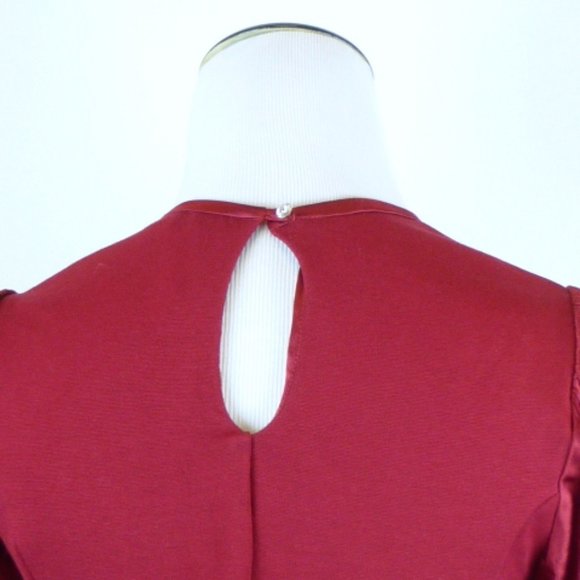BEBE short sleeve silk DRESS cranberry red S - Picture 5 of 7